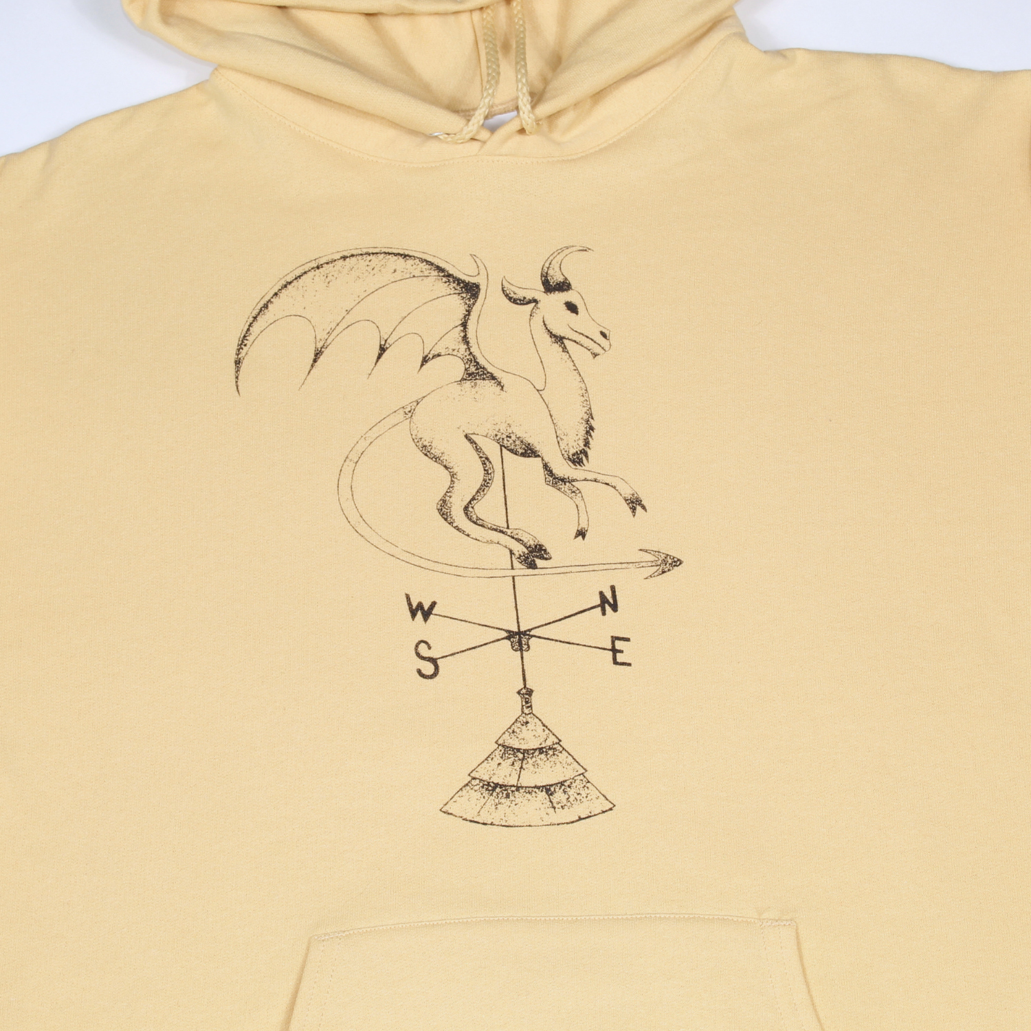 Batsto Jersey Devil hoodie close up in yellow from Cryptid Records