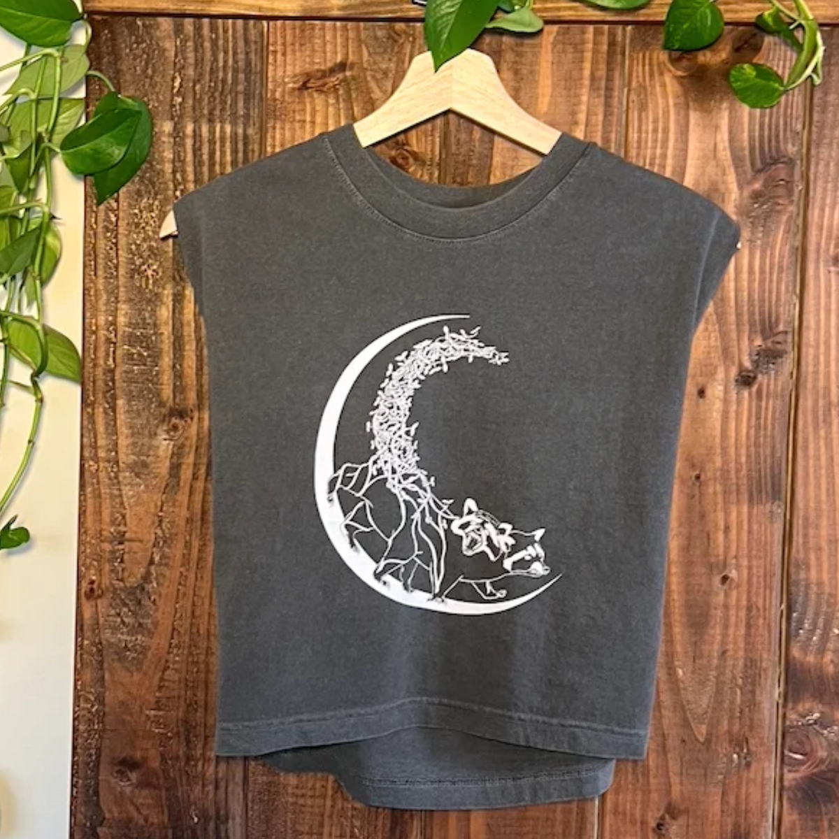 Gizmo Treasure Tracker raccoon muscle tank in gray from Cryptid Records