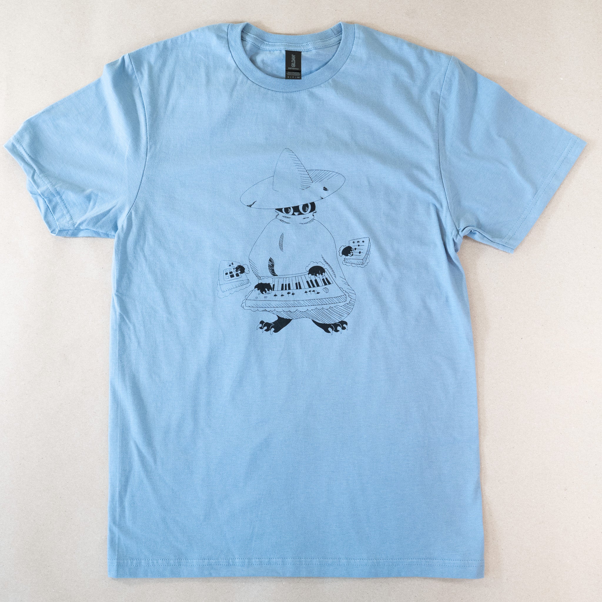 Maestro (keys wizard) graphic t-shirt from Cryptid Records in stone blue
