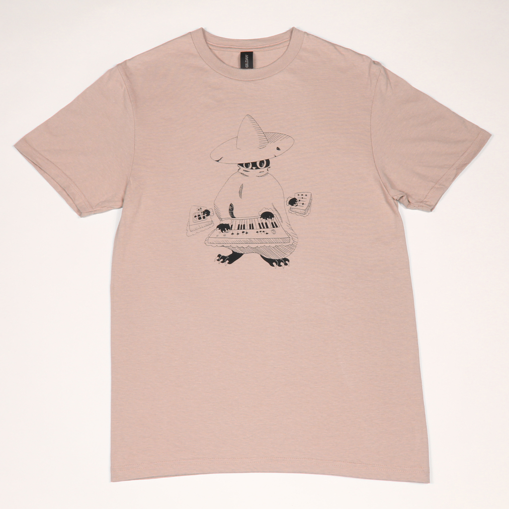 Maestro (keys wizard) graphic t-shirt from Cryptid Records in dusty rose