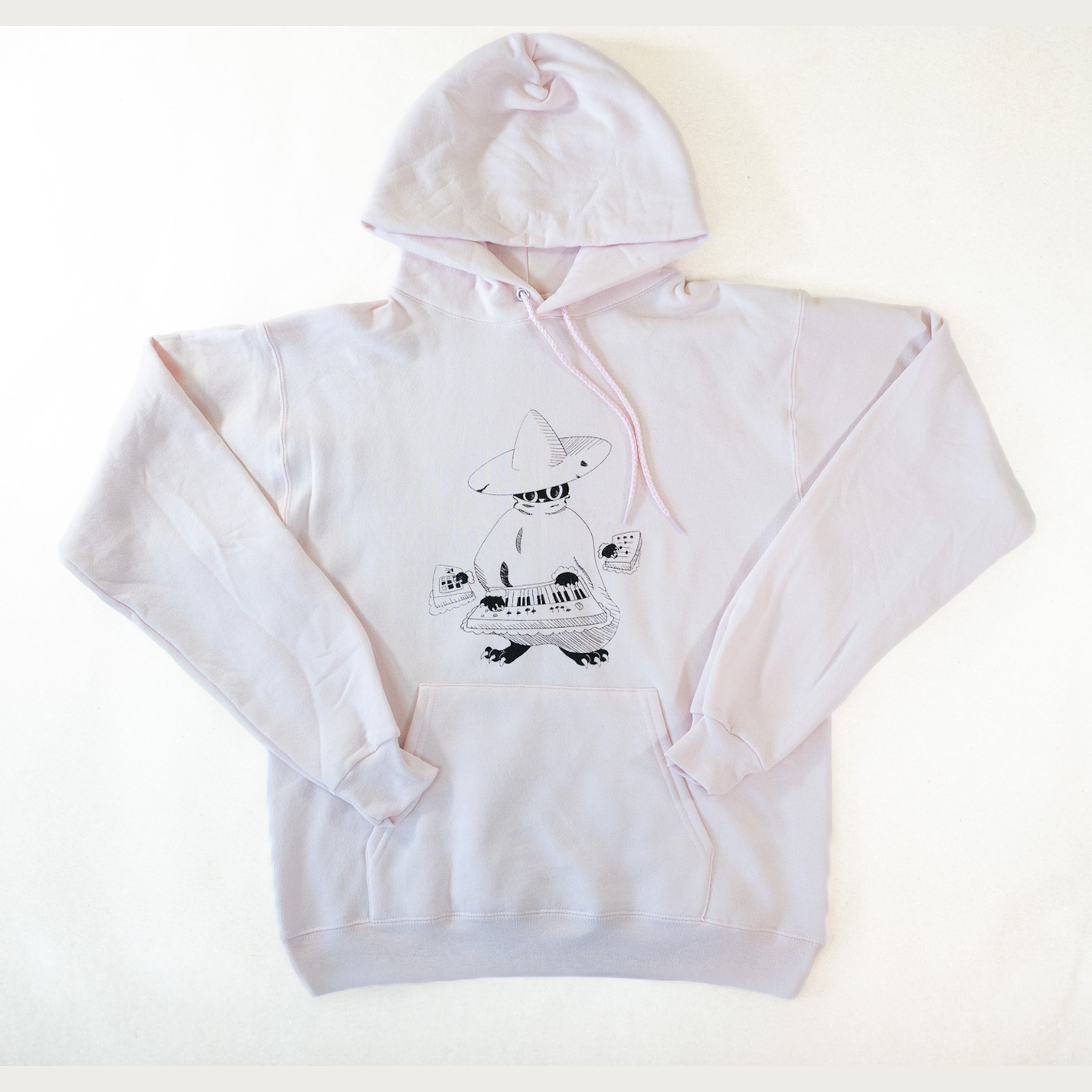Maestro (keys wizard) graphic hoodie from Cryptid Records in pink