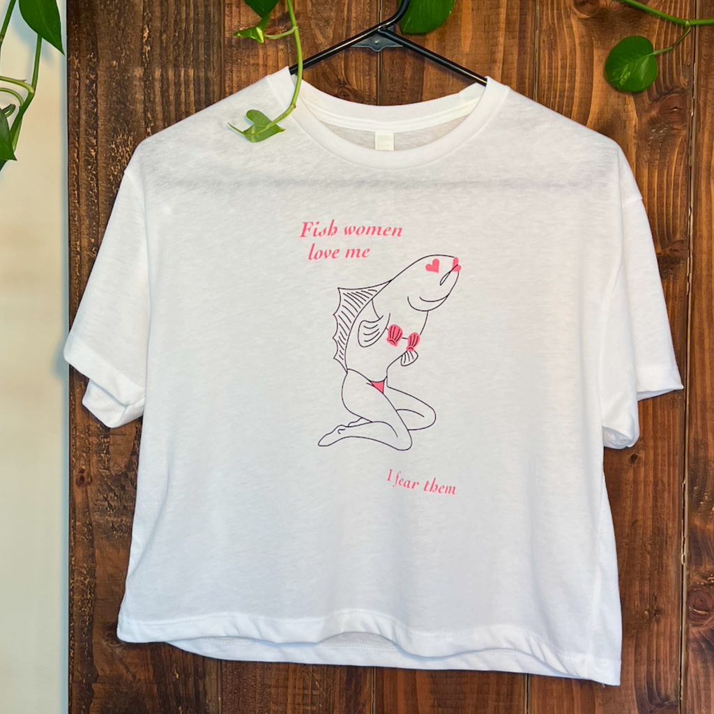 Sirena Fish Woman crop top in white from Cryptid Records