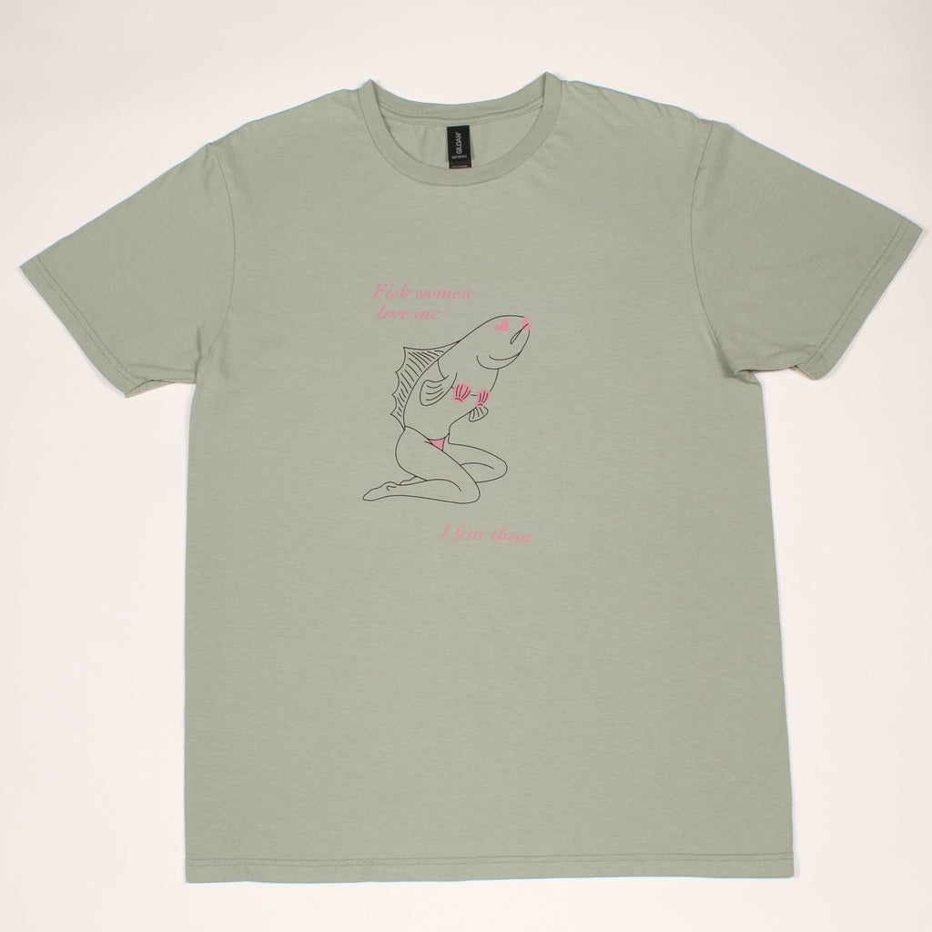 Sirena Fish Woman t-shirt in sage green