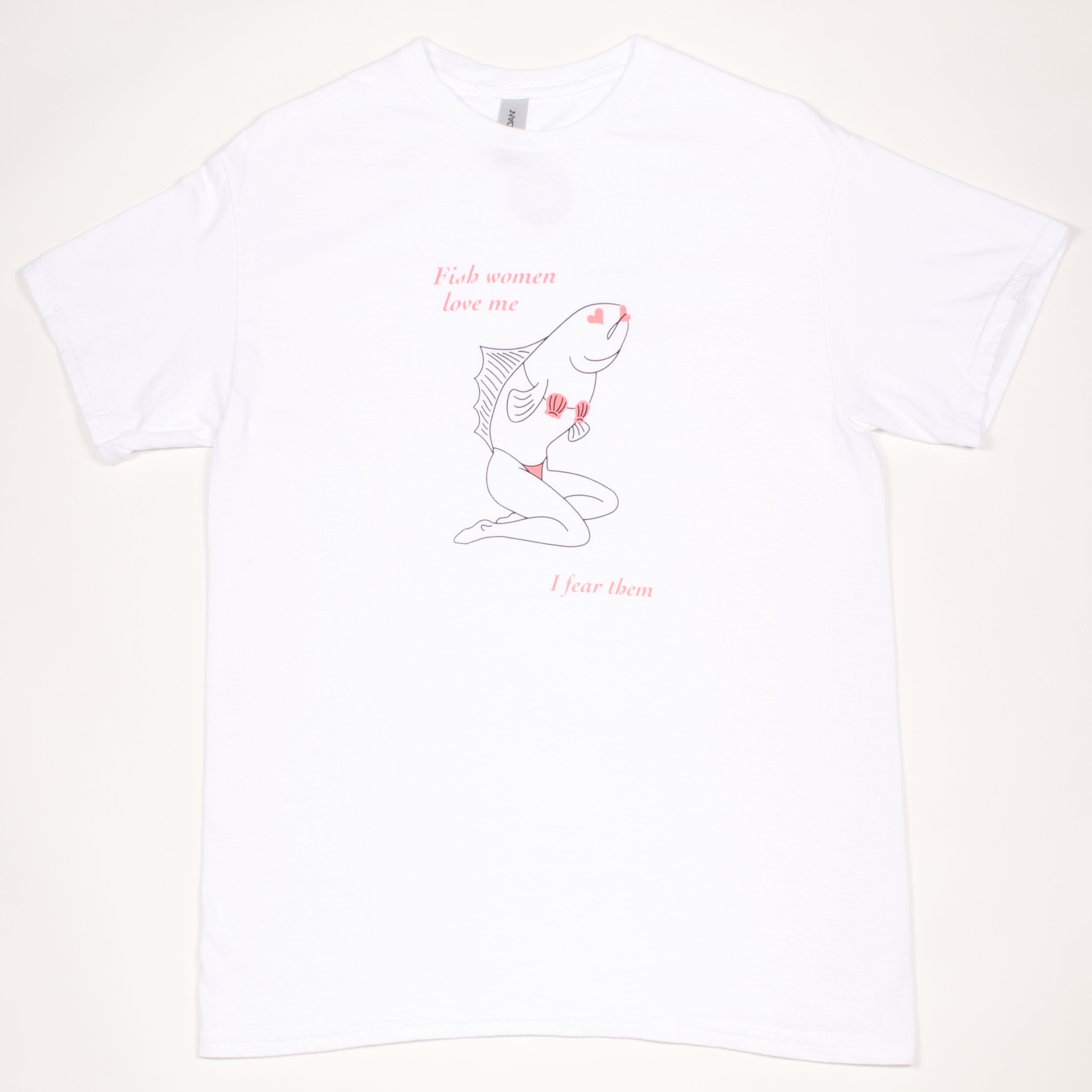 Sirena Fish Woman t-shirt in white, front view